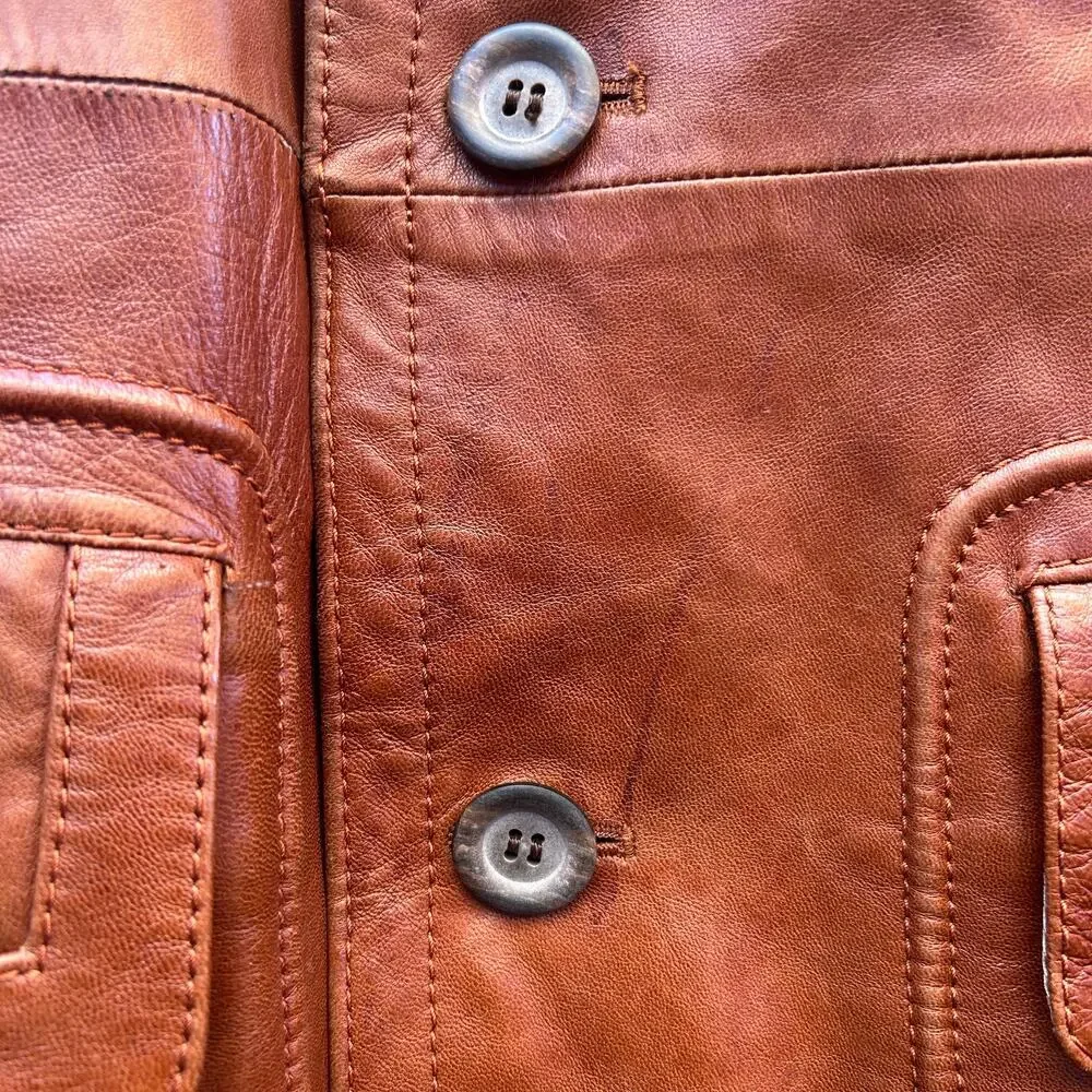 vintage 70s cortefiel brown leather jacket